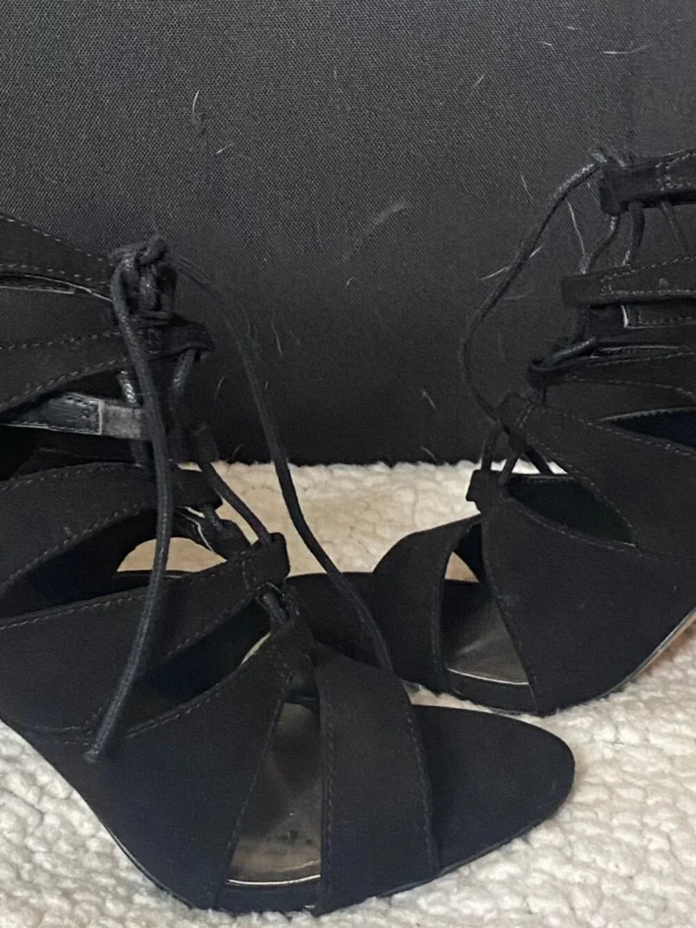 Madden Girl Black Lace-Up Cutout Heels